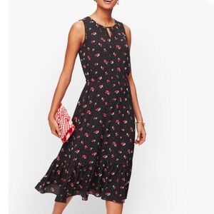 Talbots Cherry Print Fit & Flare Midi Dress